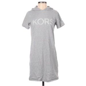 Michael Kors Grey Hooded Short Sleeve T-Shirt Dress